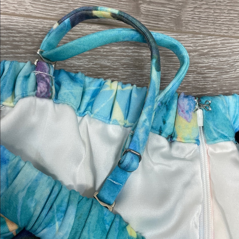 NWT Gianni Bini Addison Strapless Tropical Floral Dress Mint Seafoam / Peach S - Picture 16 of 16